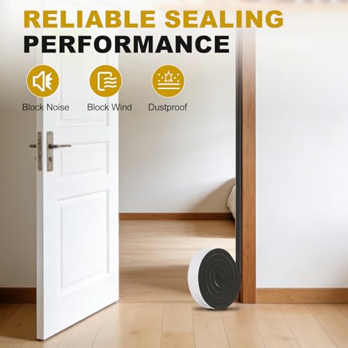 uxcell Weather Stripping Door Seal, 1-3/16" x 1/8" x 6.5 Ft Adhesive Foam Tape Seal Soundproof Insulation Strips for Door Frame Window Gaps (1 Roll, 6.5 Feet) - size: 1-3/16" x 1/8" (6.5 Ft)