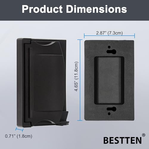 BESTTEN 3 PK 1-Gang Outdoor Outlet Wall Plate Cover, Standard Size, Black