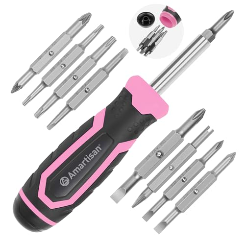 Amartisan 18-in-1 Multi-bit Screwdriver Set - color: Pink, size: 18-in-1 Multi-bit Screwdriver Set
