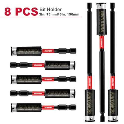 Geinxurn 8PACK Impact Magnetic Screwdriver Bit Holders, Extension Socket Drill Bit Holder S2 Alloy Steel Hex Shank Quick-Change Drill Bit Guide（3inches and 6inches） - style: MIXED-Bit Holder-8PCS