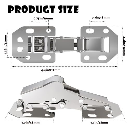 BESTEEL 24 Pack Hidden Hinges Upgrade Soft Close Surface Mounting Hinge,90 Degree Concealed Cabinet Hinges for Kitchen Cabinet Doors Frameless,No Pre-drilled,Surface Mount Hinges with Extra Bumper - size: 24 PCS