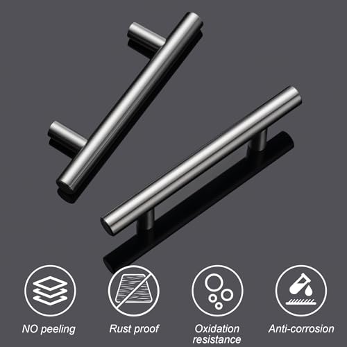 Aegero 10 Pack Cabinet Pulls Brushed Nickel Stainless Cabinet Handles, for Kitchen and Bathroom Cabinets, 5 Inch Length, 3 Inch Hole Center - color: Silvery