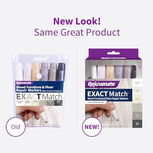 Rejuvenate Exact Match Wood Furniture & Floor Repair Markers, 6 Count, White/Gray Markers Cover All Scratches, Scuffs And Damage To Wood Furniture And Flooring - size: White/Gray (Pack of 1)