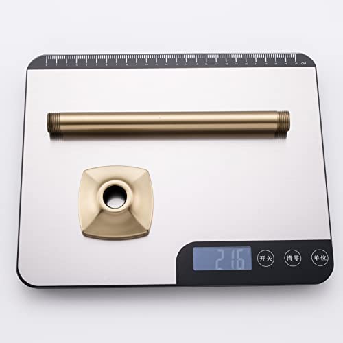 Shower Arm with Flange 8 Inches Ceiling Mount Straight Arm Ceiling-Mounted High Pressure Rain Brushed Gold,SW-91038-8BG. - color: R-angle Square Flange-8" Brushed Gold