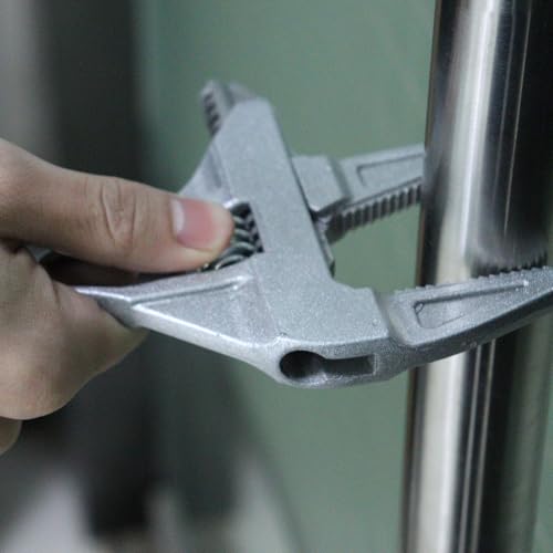 Arc Short Handle Large Opening Bath Wrench, Detachable Plumbing Pipe Adjustable Spanner, Multi-Function Socket and Pipe Wrench Tool, Grey - color: Gray