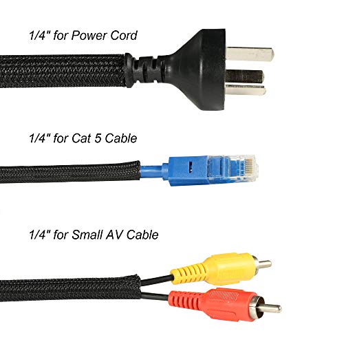 Cable Management Sleeve, Split Design, 25FT - 1/4 Inch, Black - color: Black, size: 1/4"-25ft
