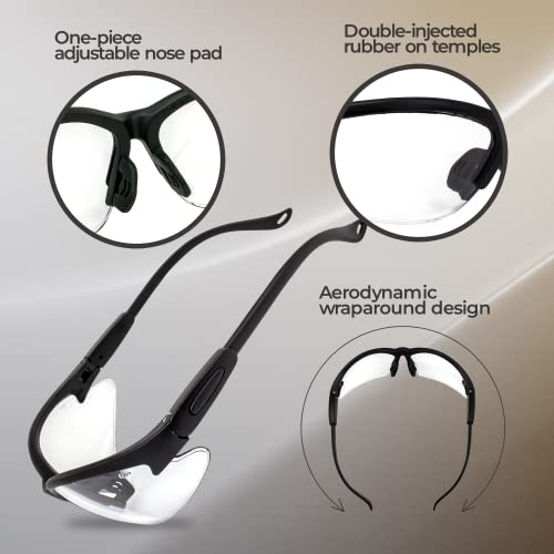 Global Vision Cougar Safety Glasses Nurses Dental Assistant Glasses Shooting Glasses for Women Men Clear Lens (Black) - color: Black