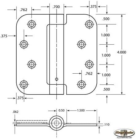 Self Closing Adjustable Spring Hinges White 4 Inch - 5/8 Radius 4-Pack - color: White Prime, size: 4" x 4" with 5/8" radius (Pack of 4)