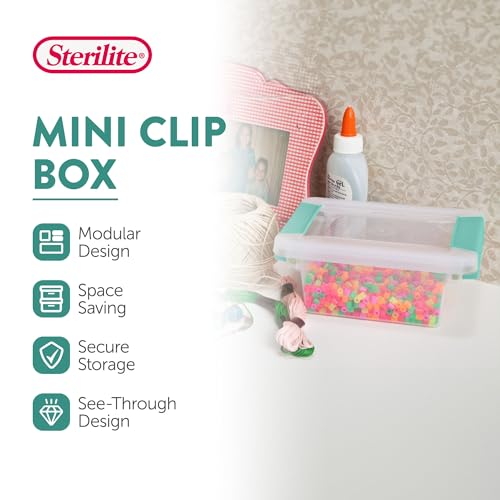 Sterilite Clip Box, Stackable Clear Plastic Bins- Mini, 24-Pack - size: Mini, style: 24 Pack