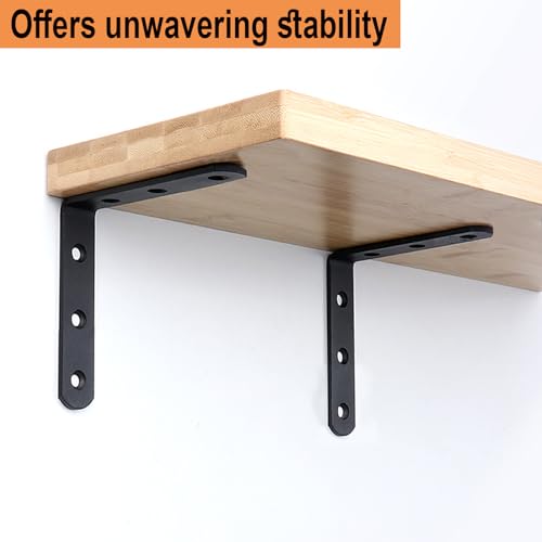 20 Pcs 3" x 3" Black L Brackets 80 x 80MM Metal Corner Brackets Heavy Duty Right Angle Brackets for Wood Shelves Furniture Frame Bookshelf, Included 120pcs Screws - size: 3Inch Black Right Angle