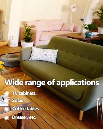 Wood Furniture Legs, 4 inch Solid Wood Sofa Legs Pack of 4 Round Couch Legs Replacement Legs for Sofa Dresser Coffee Table Cabinet Bed Home DIY (4"/10cm Slant) - size: 4"x2.3"