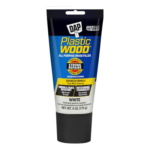 DAP Plastic Wood All Purpose Latex Wood Filler, White, 6 Oz - Packaging may vary - color: White, size: 6 Oz., style: Plastic Wood