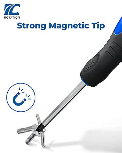 ROTATION 12pc Magnetic Screwdriver Set, with Go-Thru Steel Blades - color: Black