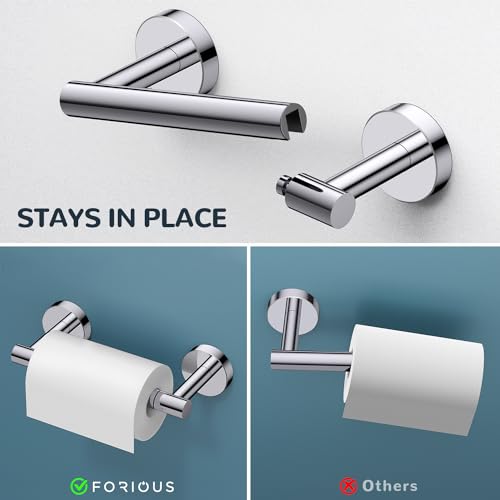 FORIOUS Toilet Paper Holder and Towel Ring Set, Bathroom Accessories Set - color: Chrome