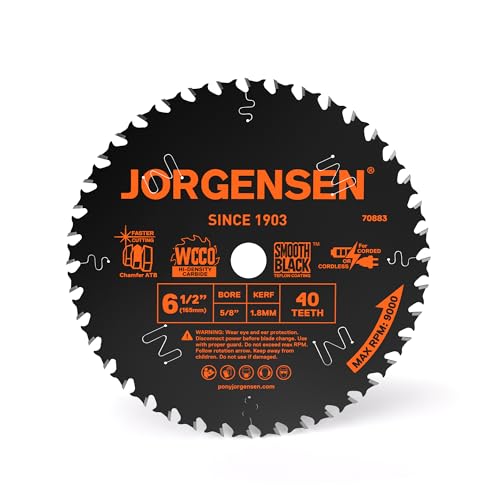 JORGENSEN 6-1/2" 40T Circular Saw Blade, Carbide Tipped Wood Blade