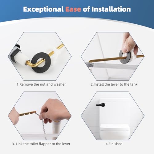 iFealClear Universal Metal Toilet Handle Replacement Kit, Front Mount Toilet Tank Flush Lever Handle with Stainless Steel Chain, Toilet Trip Lever Fits Most Toilets, Easy to Install, Matte Black - color: Matte Black, style: Front Mount Design