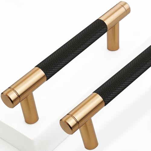 12 Pack 3 3/4 Inch 96 mm Bronze and Black Knurled Cabinet Handles Cabinet Pulls Aluminum Handles Pulls Oxidation Finish with Diamond Pattern pulls - color: Bronze and Black, size: 3 3/4 Inch