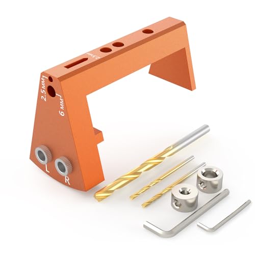 Undermount Drawer Drilling Guide - Durable Aluminum Drill Angle Guide w/Steel Inserts - Drill Guide Jig for Blum Tandem & Drawer Slide – Ideal Woodworking Tools Includes Drill Bits, Collars & More