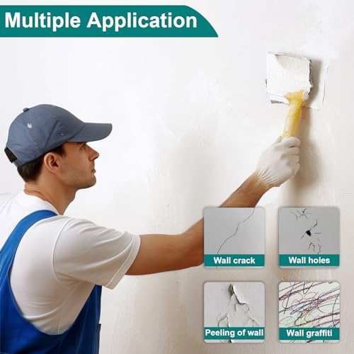 WYIRONG 10 Pack Drywall Repair Kit for Large Holes, 4/6/8 Inch Dry Wall Patch Kits for Erase a Small Nail Hole, Plaster Wall Patching Self Adhesive Aluminum Mesh with Scraper and Sandpaper - style: 10 Pack Drywall Patch Kit