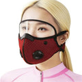 KISSOURBABY Multi-Use Cycling Face Mask with Eye Shield Breathable Mesh Valve Dustproof Cover for Biking Hiking Daily Activities Burgundy - color: Burgundy