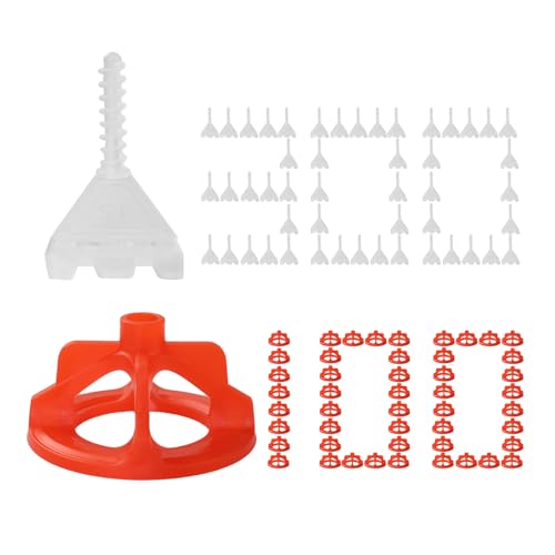 DGSL Tile Leveling System 1/16 Inch, 300 Tile Spacers and 100 Red Cap - size: 1/16 Inch * 300 Base+100 Caps