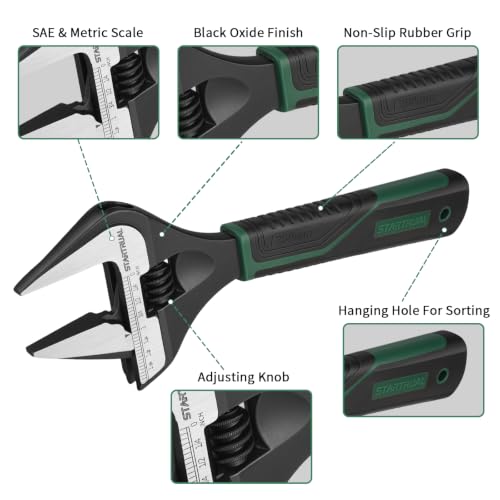 6 &10 Inch Wide Jaw Adjustable Wrench, Ultra-Wide Opening Design