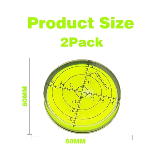 2Pack Round Level 60×7mm(2.4×0.27in) Level Bubble Tool - size: 2pcs 2.4 Inch 60mm