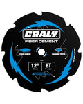 CRALY 12 Inch 8 Teeth Hardie Fiber Cement Circular Saw Blade, 1 Inch Arbor, Polycrystalline Diamond Tipped (PCD), Thin Kerf, Black Ice™, for Laminate Flooring(C1208FC) - size: 12", 1'' arbor, 8T