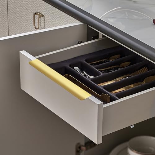 Malimali 10 Pack 11.81" Gold Edge Finger Pulls for Cabinets, Drawer Handles - color: Brushed Gold, size: 300mm/11.81" (10Pcs)