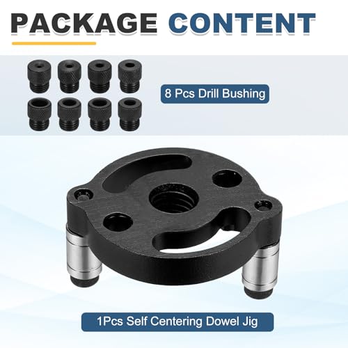 HARFINGTON Self Centering Doweling Jig Kit Straight Holes Puncher Dowel Jig Locator with Drill Bushings(3/4/5/6/7/8/9/10mm) Woodworking Joints Tool for Precise Straight Holes, Black - color: Black