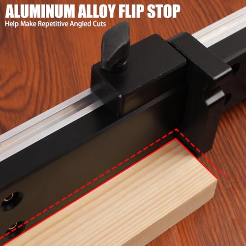 Precision Miter Gauge for Maximum Stock Support and Repetitive Cut Flip Stop - color: Miter Gauge - Sliver