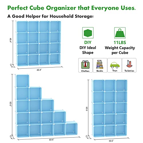 C&AHOME 16 Cube Storage Organizer Cube Shelves Units Storage Cubes, Blue - color: Blue