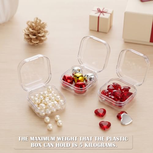 24 Packs Small Clear Plastic Beads Storage Containers Box with Hinged Lid for Storage of Small Items, Crafts, Jewelry, Hardware(1.37 x 1.37 x 0.7 Inches) - size: 1.37 x 1.37 x 0.7 Inches