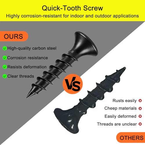 #7 x 2 Black Drywall Screws for Wood, Flat Head Self Tapping (100Pcs) - size: #7 x 2" (100Pcs)