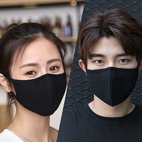 Black Dust Face Mask - All Cotton - Reusable Cloth Comfy Fabric Mask | for Adults Women Outdoor Sport Travel, Washable Breathable Half Face Cloth Mouth Masks with Earloop - color: Pack 3 With Adjustable Loops