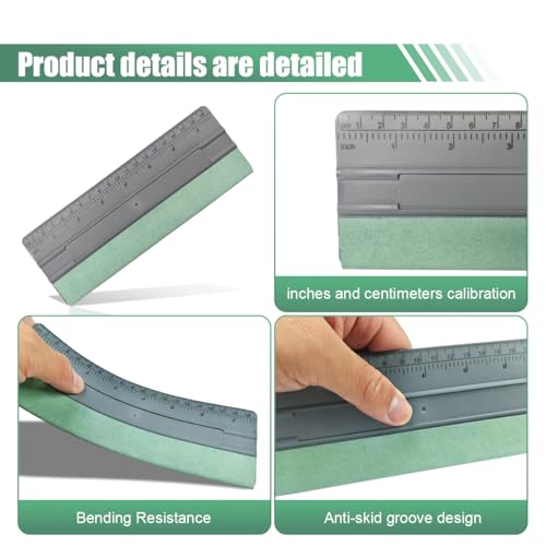 Vinyl Wrap Squeegee, Universal Car Wrapping Scraper with Ruler & Suede Felt Edge, Car Window Tint Film Installation Tool for Wallpaper Smoothing, Sign-Making Graphics Application (8 Inch) - size: 8 Inch