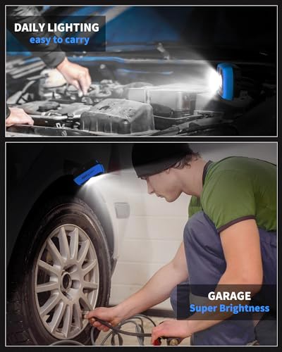 Led Work Light with 4 Modes, 1200LM Portable COB Magnetic Light - color: Blue
