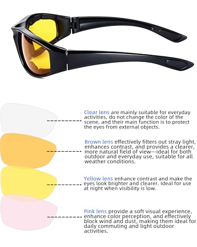 4 Pair Motorcycle Glasses Riding Glasses UV Protection Windproof And Dustproof Motorcycle Foam Cushion Goggles - color: Brown + Yellow + Clear + Pink