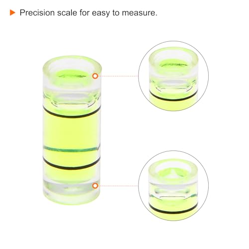 HARFINGTON 6pcs Small Cylindrical Bubble Level Vials 5x12mm PMMA Mini Horizontal Bubble Spirit Level Measuring Layout Tools for RV TV Picture Frame Hanging Tool Leveler - size: 5x12mm