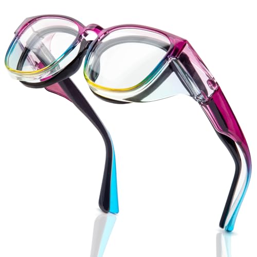 LianSan Safety Glasses Over Eyeglasses for Women - Anti-Fog Goggles Fit Over Eyewear for ANSI Z87.1 Certified - color: Multicolor/Clear