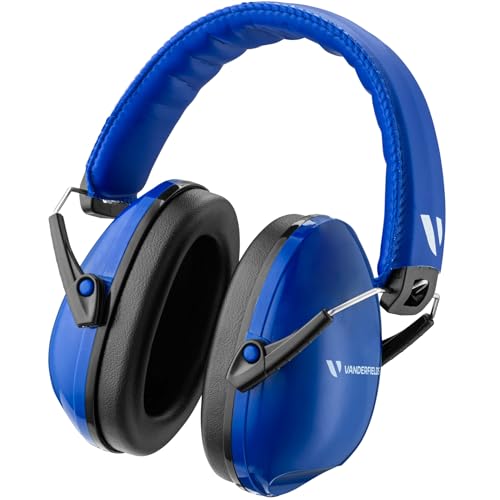 Kids Noise Canceling Headphones - 33 dB (2K Hz) - Ear Protection Earmuffs | Vanderfields' earmuffs protect child's hearing with certified noise-cancellation, soft ear cushions, and adjustable headband - color: Dark Blue