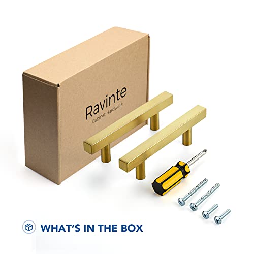 Ravinte Gold Cabinet Handles 3 Inch 10 Pack, Square Cabinet Pulls - size: 3 Inch Hole Centers