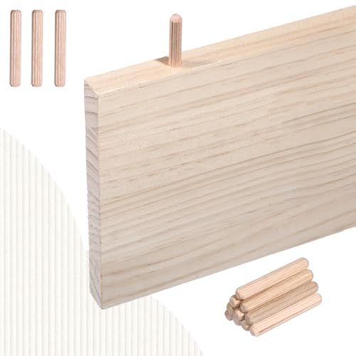 100 Pcs 1/4" Wood Dowel Pins, 1/4" x 1 1/2" Fluted Hardwood Dowel Pins Straight Grooved Wood Pegs for Furniture, Model Building and Woodworking