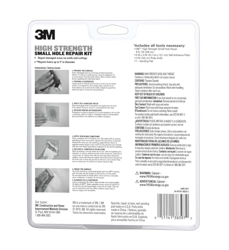 3M High Strength Small Hole Repair Kit - size: 4 Piece Set