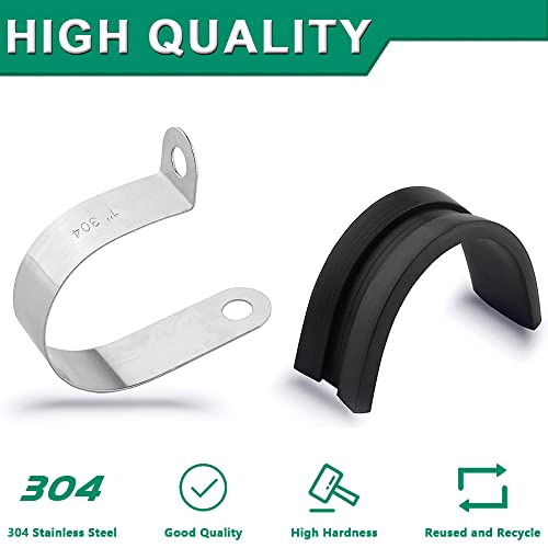 OURU 110PCS Cable Clamps Assortment Kit,Rubber Coated, 1/4"-1-3/4" 10 Sizes - size: 110PCS KIT