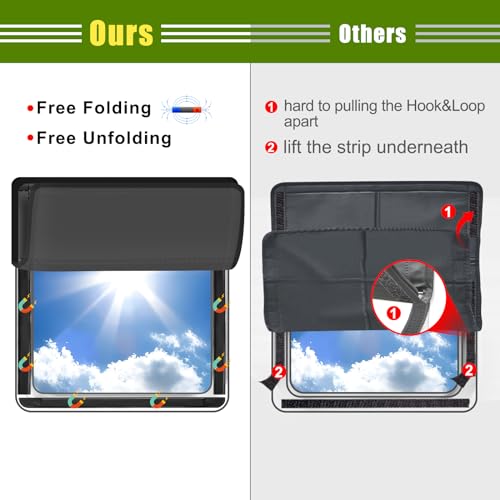 RV Skylight Cover, Magnetic Vent Cover for Roof16 ¼ (L) x 16 ¼" (W), RV Window Blackout with UV Protection and Foldable Magnet Design, Waterproof Fabric, Reflective - color: Black, size: 1 Pack (16.25"L x 16.25"W)