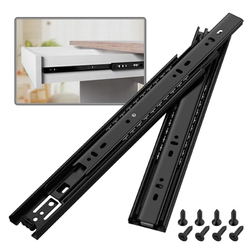 1 Pair Full Extension Drawer Slides 8 inch Side Mount Rails - color: Black, size: 8 Inch