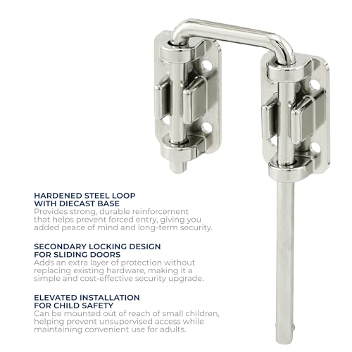 Prime-Line Patio Sliding Door Loop Lock, Child Safety & Security, Chrome - size: 2-1/8 in.