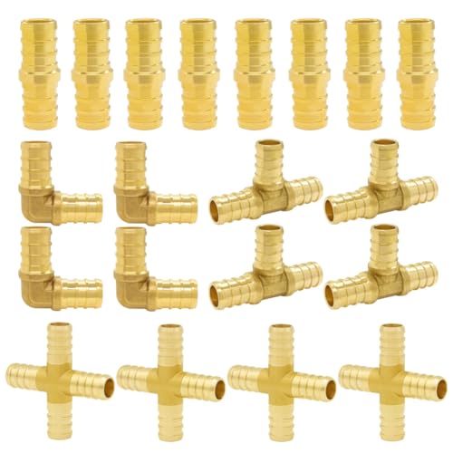 Hooshing 20 Pack 1/2" PEX Fitting Combo, Coupling, Elbow, Tee, Cross Set - size: 1/2" 4 Size 20PCS
