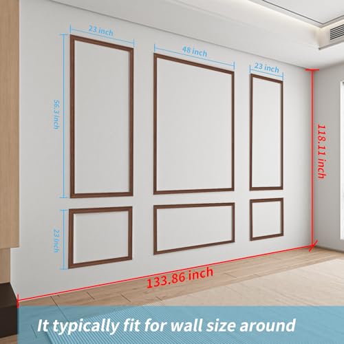 Art3d Pre-Cut Wall Molding Set of 6 pcs, 3 Top 3 Bottom, Walnut - color: Walnut: Style 1